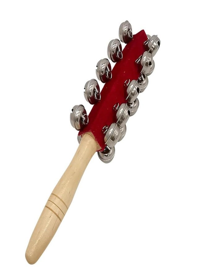 mocrcrel 1 Pcs 10 inch Wooden Handle Bells Instrument ,Stick Ring Christmas Jingle Bells Hand Percussion Shaker 21 Bells (1 Pcs) - Image 1